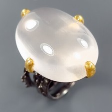 40 ct. Natural Rose Quartz Ring 925 Sterling Silver Size 8 /B-R2323