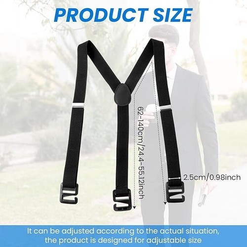 Men's Suspenders Big & Tall - Black Suspenders for Jeans, Pants, Seniors - Picture 5 of 7