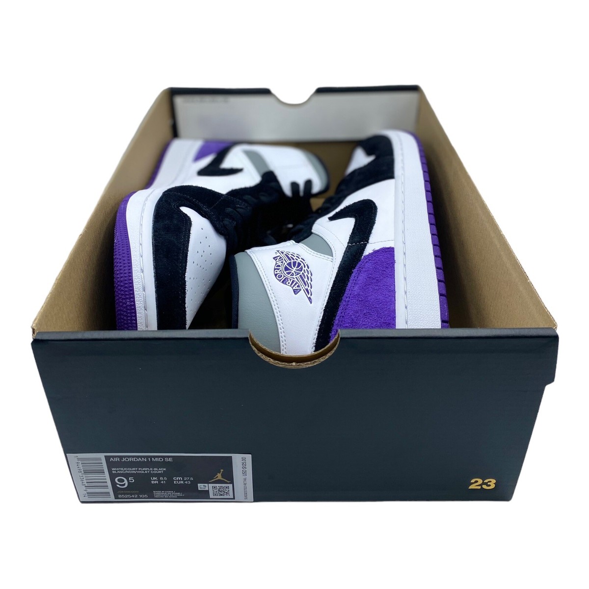 Size 10.5 Nike Air Jordan 1 Retro Mid SE Court Purple White Black 852542-105 New Nike Air Jordan 1 Retro MID SE Black Court purple MENS sz  main image 3