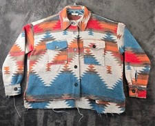 La Miel Aztec Jacket Womens Small Oversized Look Southwestern Distressed Boho