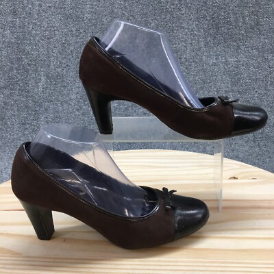 Predictions Shoes Womens 9 Wide Pumps Brown Slip On Casual Round Toe Cone Heels