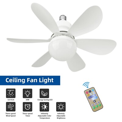 Noiseless Ceiling Fan - Remote Control, 30W Brushless Design for Bedroom /Office