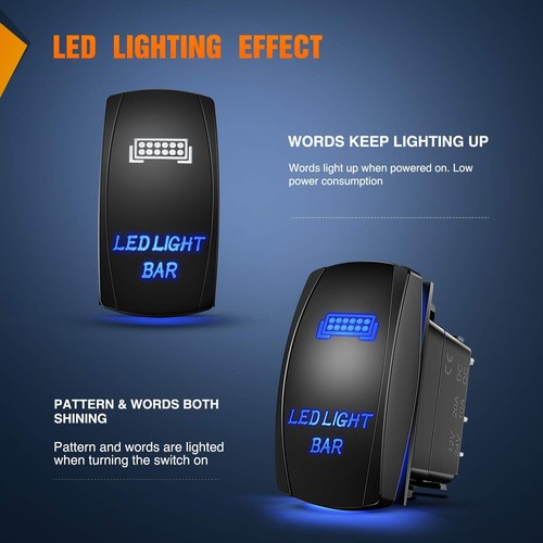 Nilight - 90001B LED Light Bar Rocker Switch 5Pin Laser On/Off LED Light 20A/... - Picture 4 of 9