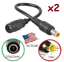 2-Pack 9"/23cm DC Power 5.5x2.1mm F to 6.0x4.4mm M Converter Cables DC6044 