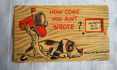 #ad #ad Dog Mechanical Turn A Wheel “How Come You Ain’t Wrote” Postcard Raving Novelty $12.00