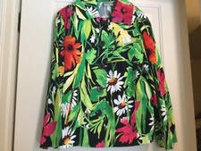 Chico's 3/4 sl bright floral jacket, size 1