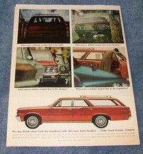 1964 Pontiac Tempest Custom Safari Station Wagon Vintage Large Color Ad