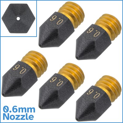 5x 0.4mm PTFE Coated Brass Volcano Nozzle For 1.75mm Filament – 3D Printer Parts