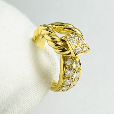18K Gelbgold Twist Haken & Diamant Auge 0,48ctw Größe 6,25 Ring 8,7g