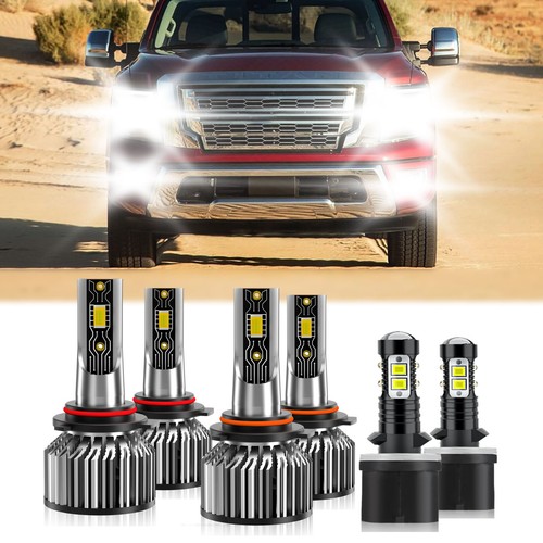 For Nissan Titan 2004-2015 6Pcs LED Headlight +Fog Light Kit High&Low Beam Bulb