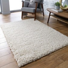 Cream Fluffy Rug for Living Room Bedroom Shaggy Carpet Mat Small Large Runner