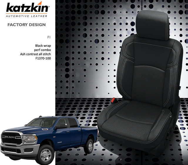 Katzkin Ram 2500 3500 Big Horn Crew Cab Black Leather Seat Covers