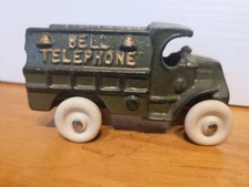 NICE VINTAGE HUBLEY CAST IRON 1920'S  MACK BELL TELEPHONE TRUCK