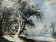 stunning oil painting 100% handpainted on canvas "Winter Landscape"