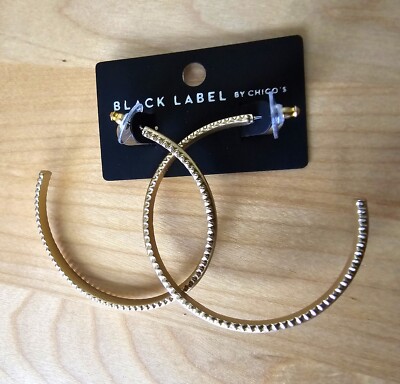 Chico's Black Label Goldtone Hoop Earrings NWT MSRP$49