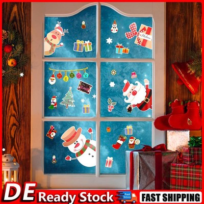2Pcs Window Decorations Santa Claus Snowman Elk Decorative for School Classroom 