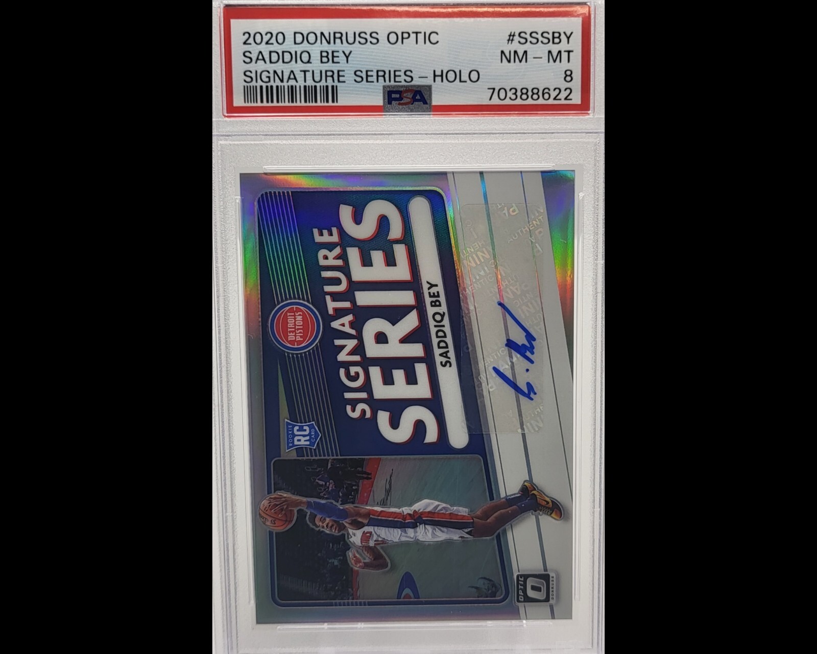 2020 Donruss Optic Saddiq Bey Rookie Card Signature Series Holo PSA 10 Pistons