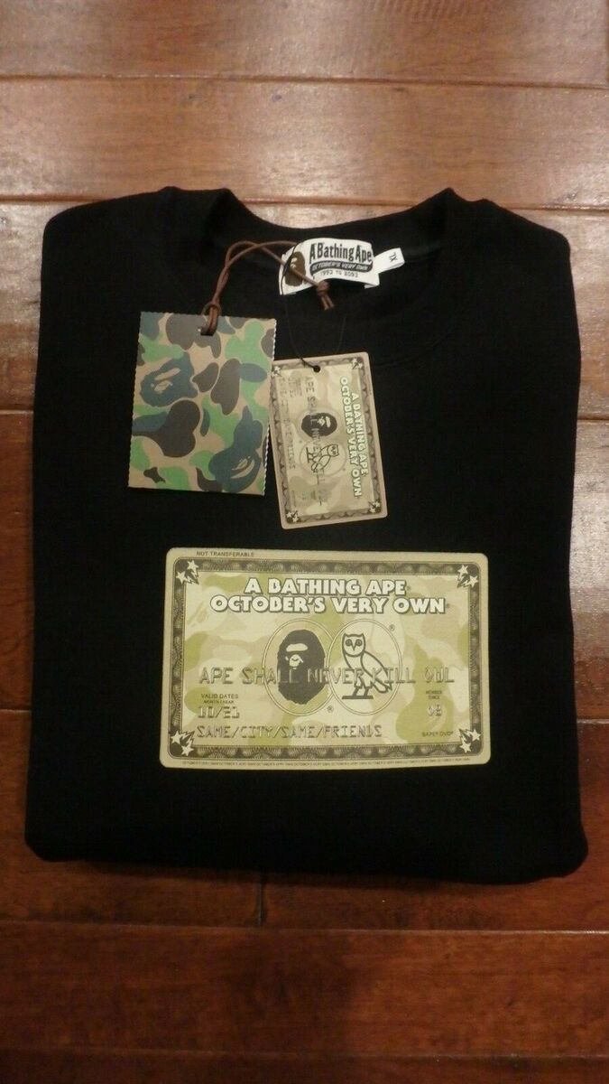 BAPE x OVO Card Crewneck Black Large 100% Authentic Brand BAPE x OVO Card Crewneck Black Large 100% Authentic Brand