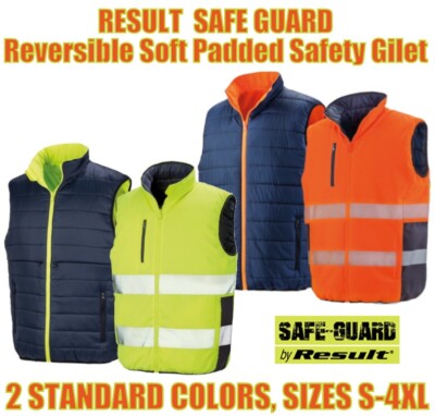Result Hi Vis Bodywarmer Reversible Soft Padded Reflective Safety Gilet  High Viz UK