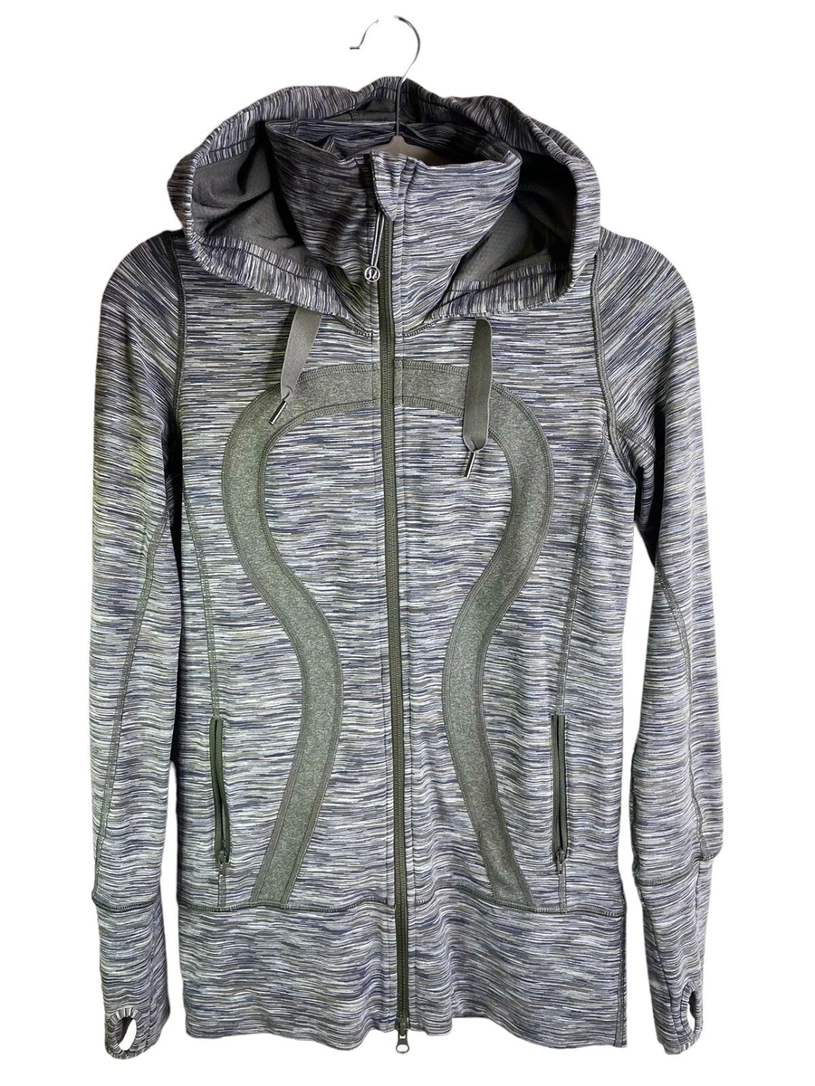 1101. lululemon olive green full zip scuba hoodie thumbholes sz 4