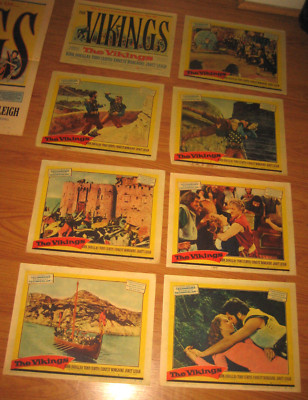 The Vikings Original 8 LCs Movie Lobby Cards  '58 Kirk Douglas, Janet Leigh,