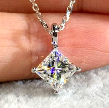 Gorgeous 2.70Ct Certified Princess Cut White Diamond Pendant