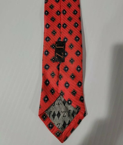 Ford's Clothier Mens Tie All Silk Rocky River Ohio J.Z. Double Black Red Diamond - Picture 7 of 8
