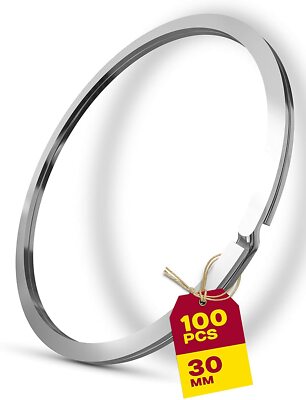100 Schlüssel Ringe 30mm FLACH Feder Spalt Stahl Ring Anhänger Keyring Edelstahl
