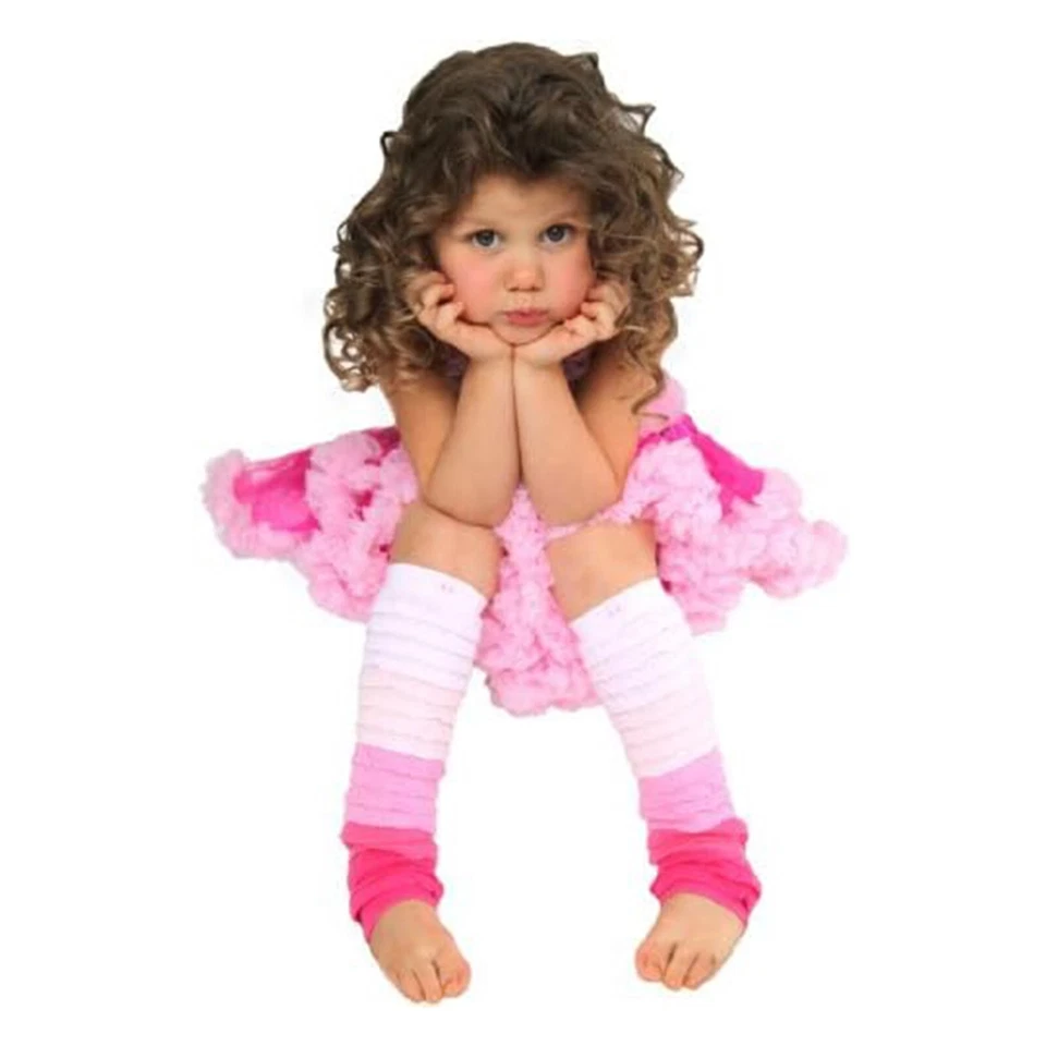 Calentadores de piernas con volantes ombre para niñas en disfraz de baile rosa Foto 2 de 3