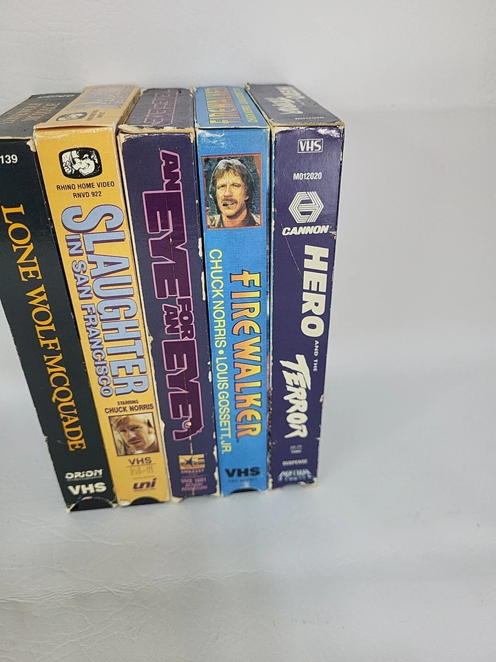 5 Chuck Norris VHS Lot An Eye For An Eye Hero & The Terror Fire Walker Lone,,, Foto 3 de 3