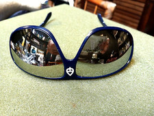 Vintage Mirror Ski Sunglasses Blue Frame, Metal Arms, Made In France