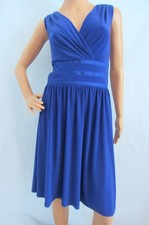 CHAPS Size 16 Cobalt Blue V-neck Sleeveless Jersey Fit & Flare Dress