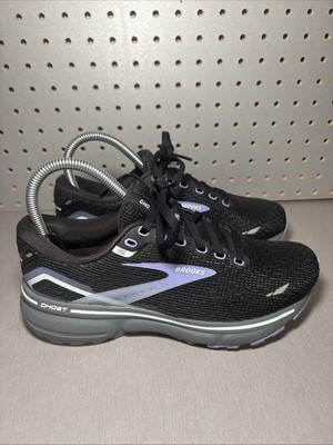 Brooks Ghost 15 Womens Size 6 Running Sneakers Shoes Black Purple 1203801B011