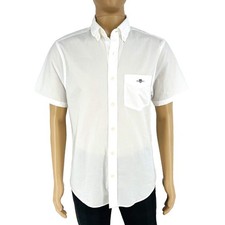 GANT Men White Reg Classic Poplin Short Sleeves Shirt Size M 39/40