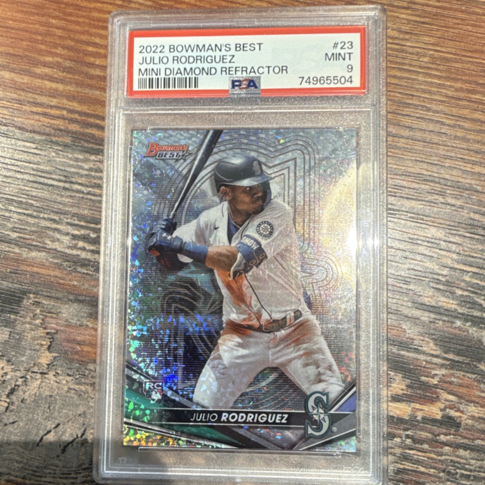 2022 Bowman's Best Julio Rodriguez #23 Mini-Diamond Refractor RC /299 PSA 9