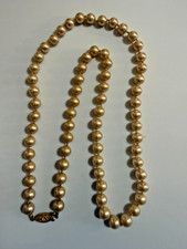 Vintage Champagne Cream Faux Pearl Necklace Japan 25-in Elegant Classic Bridal