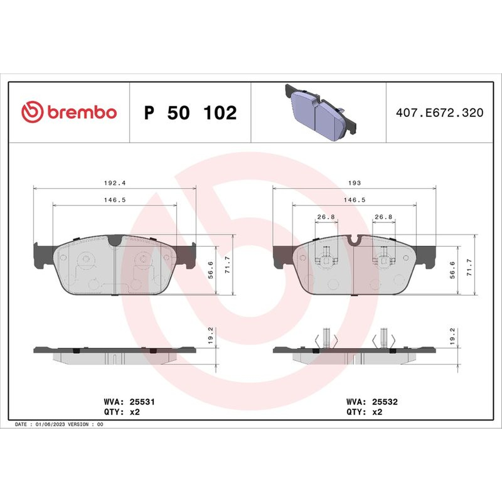 P 50 102 Disc Brake Brake Pad Set Front Fits Mercedes GLE Coupe Gl-Class Brembo - Image 23