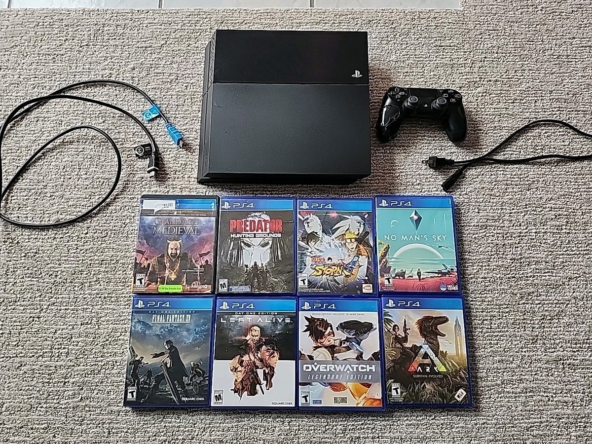PlayStation 4 PS4 500GB Black Console Bundle w/ 8 Games Works