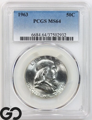 1963 Franklin Half Dollar, PCGS MS-64 ** Great 4 Grade!