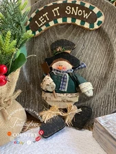  Hanging Snowman Sign – Primitive Christmas Wall Decor 