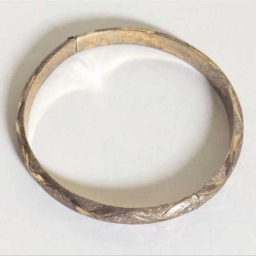Bracciale vintage Vermeil oro su argento sterling 925 incernierato inciso - Foto 3 di 6