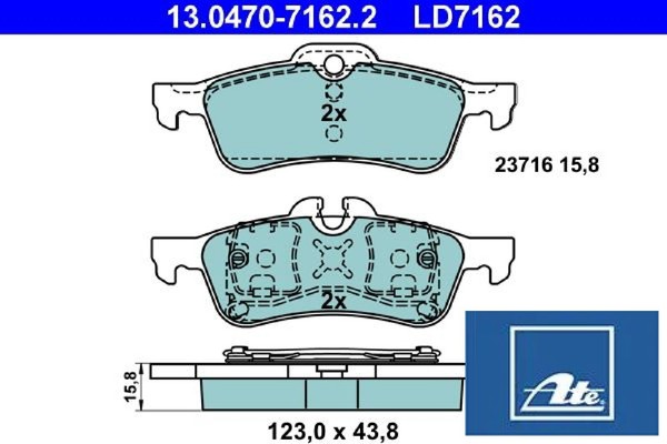 ATE 13.0470-7162.2 Bremsbelagsatz FüR Scheibenbremse Bremsbelagsatz FüR Mini-image