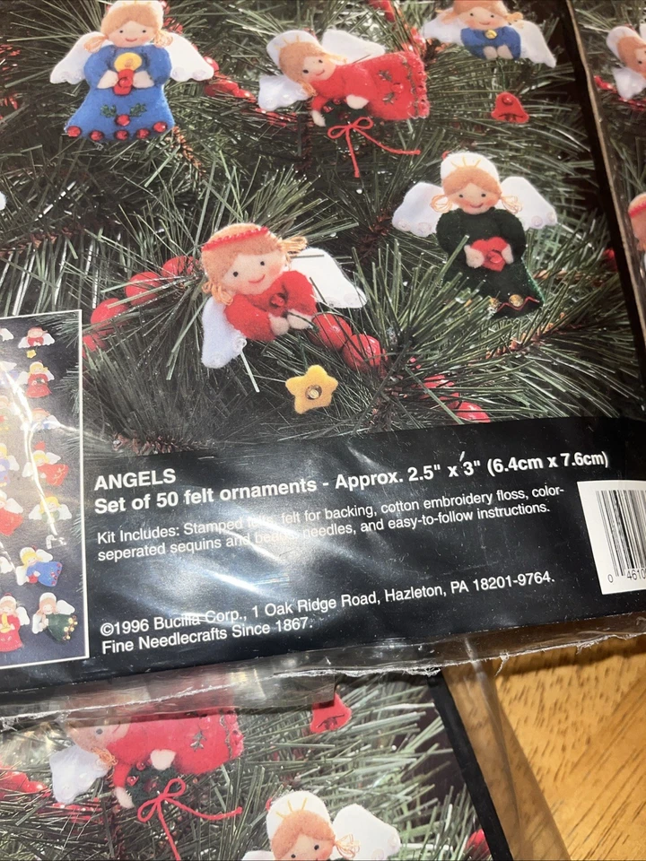 Kit de apliques de fieltro Bucilla 1996 vintage kit de adornos de 50 ángeles - kit abierto Foto 3 de 3