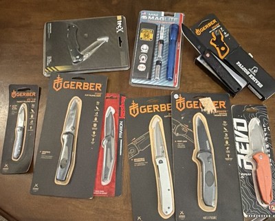 (3) Random knife lot, kershaw, Gerber, Revo, falcon, maglite, read description