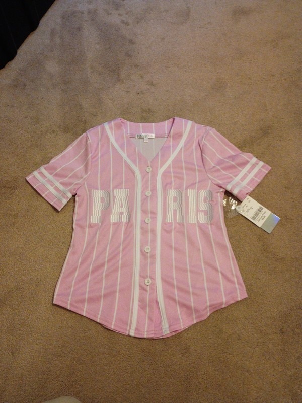 Stella Tweed Girls Size 7/8 Pink Short Sleeve Tee. Paris Theme Baseball Jersey 