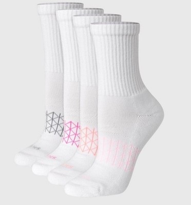 Women s Hanes Absolute Active Crew Socks White 4pr Size 5-9 NEW!