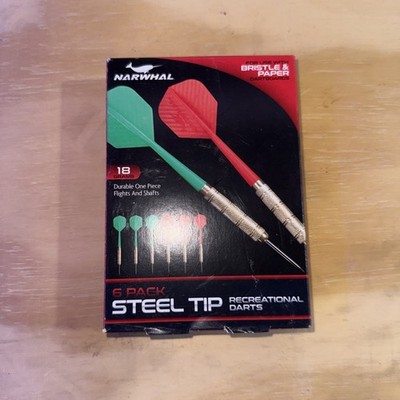 Narwhal Recreational Dart Board Darts Steel Tip 18g 6 Pack 3 Red, 3 Green Brand