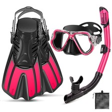 Snorkeling Gear for Adults, 4 in 1 Adult Snorkel Set with Panoramic View Snor...