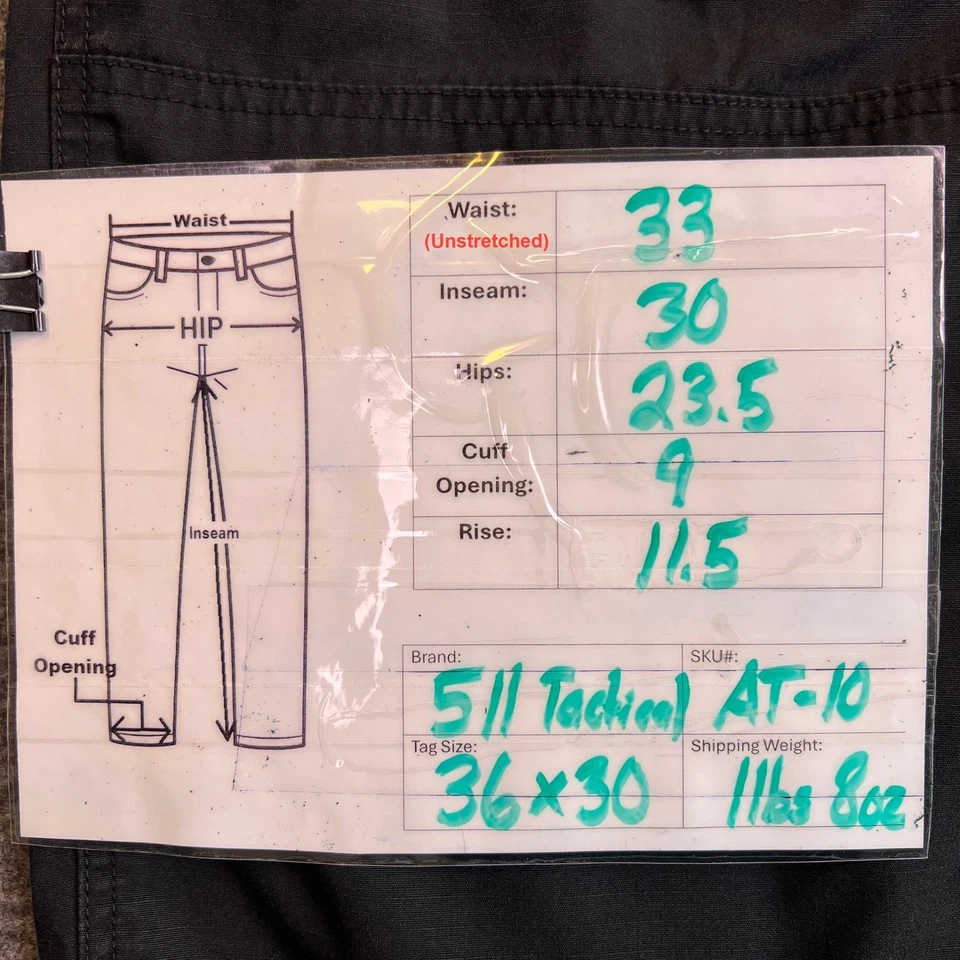 5.11 Tactical Cargo Pants Men 36x30 Black Military Outdoor Utility Work Fit33x30 - Image 4 of 4