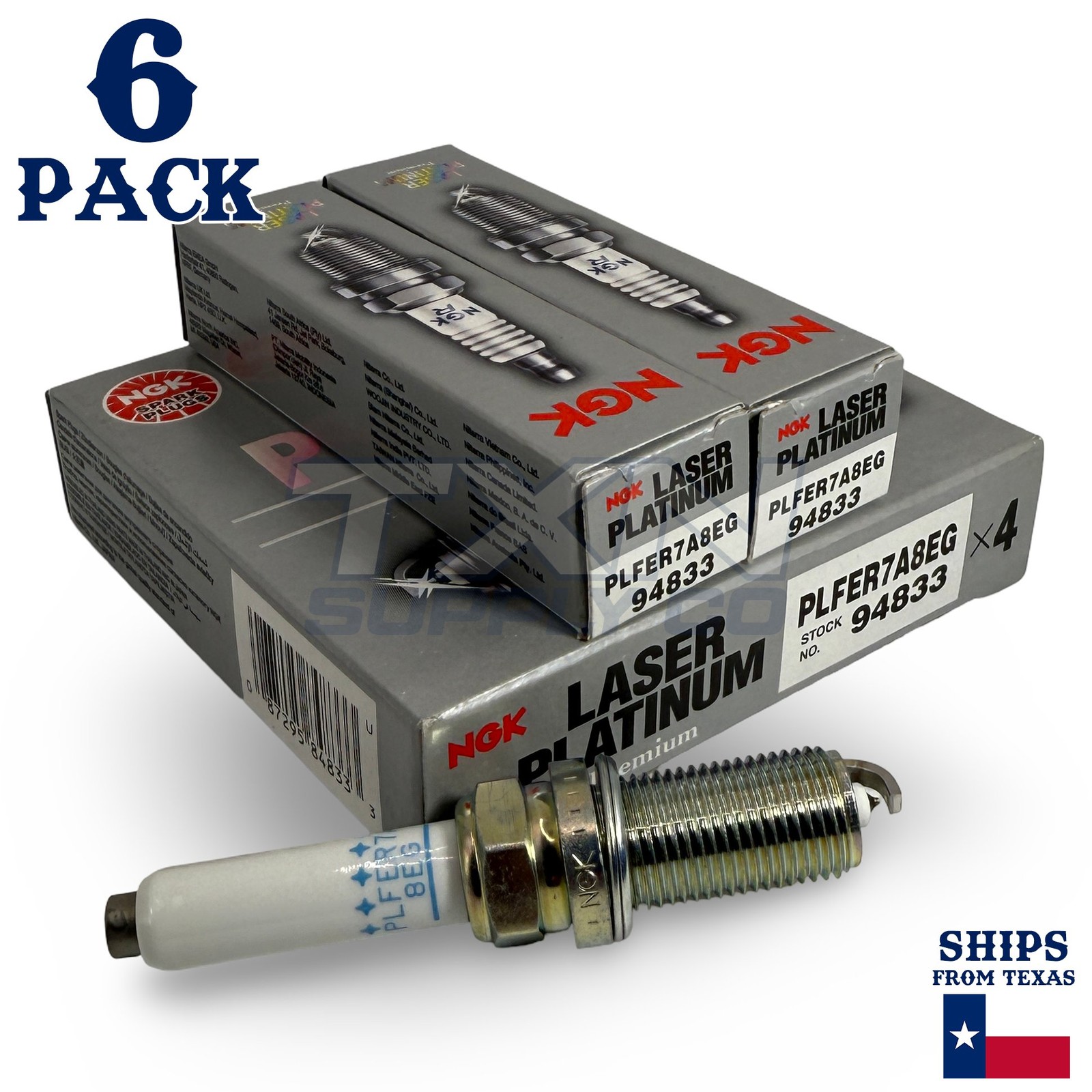 6 Pack NGK V-Power 94833 Spark Plugs PLFER7A8EG